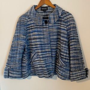 Ellen Tracy woven boucle blue blazer jacket
